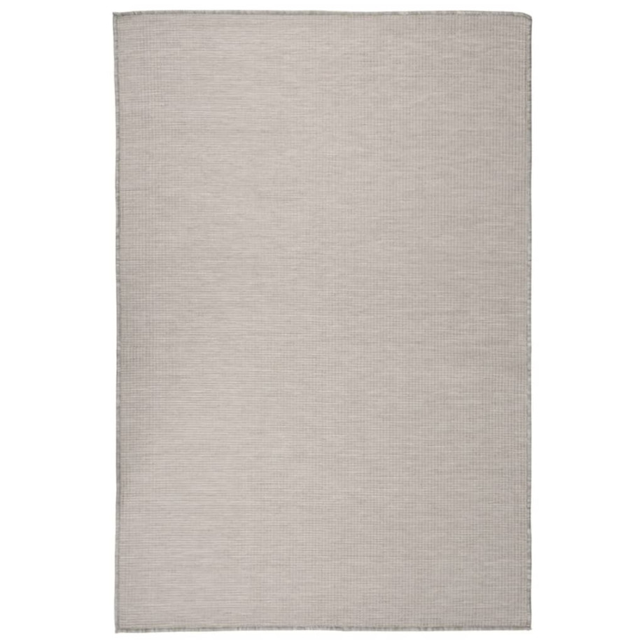 vidaXL Buitenkleed platgeweven 120x170 cm taupe afbeelding 1