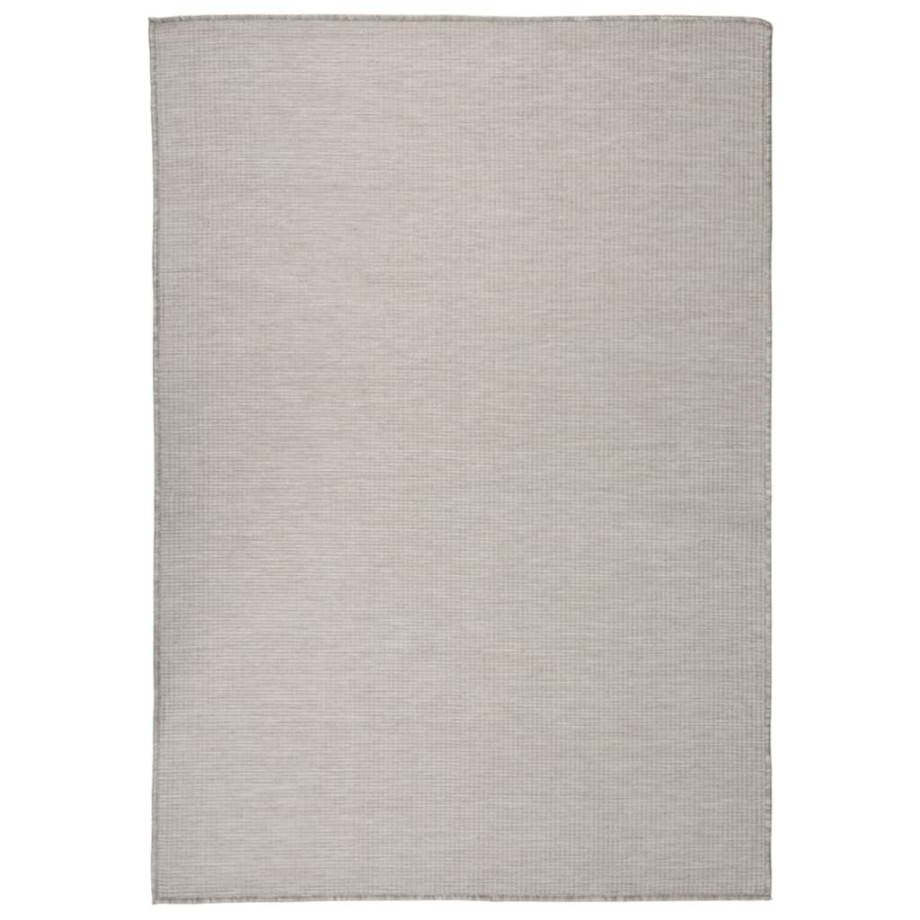 vidaXL Buitenkleed platgeweven 140x200 cm taupe afbeelding 1