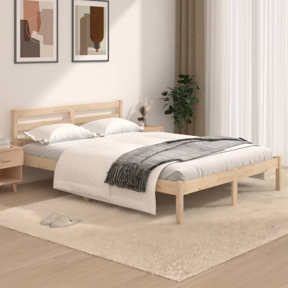 vidaXL Bedframe massief grenenhout 120x190 cm vidaXL Bedframe massief grenenhout 120x190 cm afbeelding 1