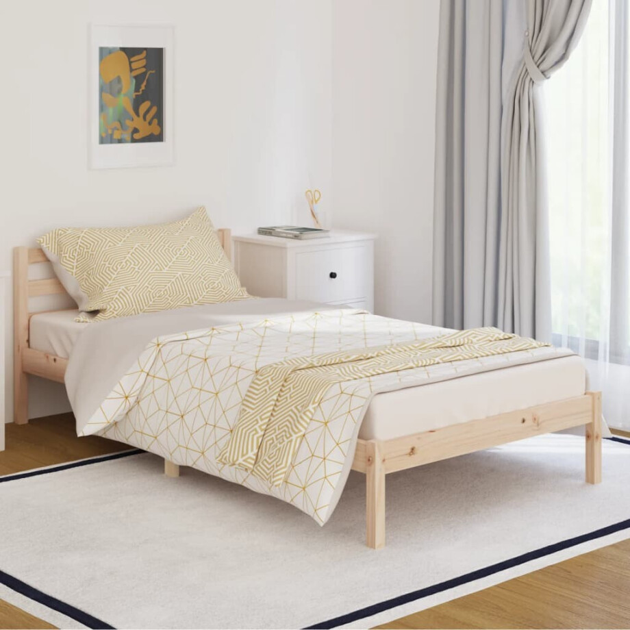 vidaXL Bedframe massief grenenhout 100x200 cm vidaXL Bedframe massief grenenhout 100x200 cm afbeelding 1