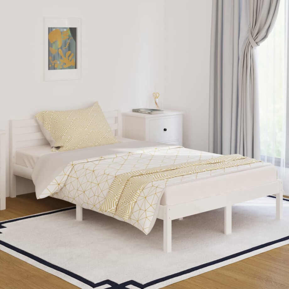 vidaXL Bedframe massief grenenhout wit 120x200 cm afbeelding 1