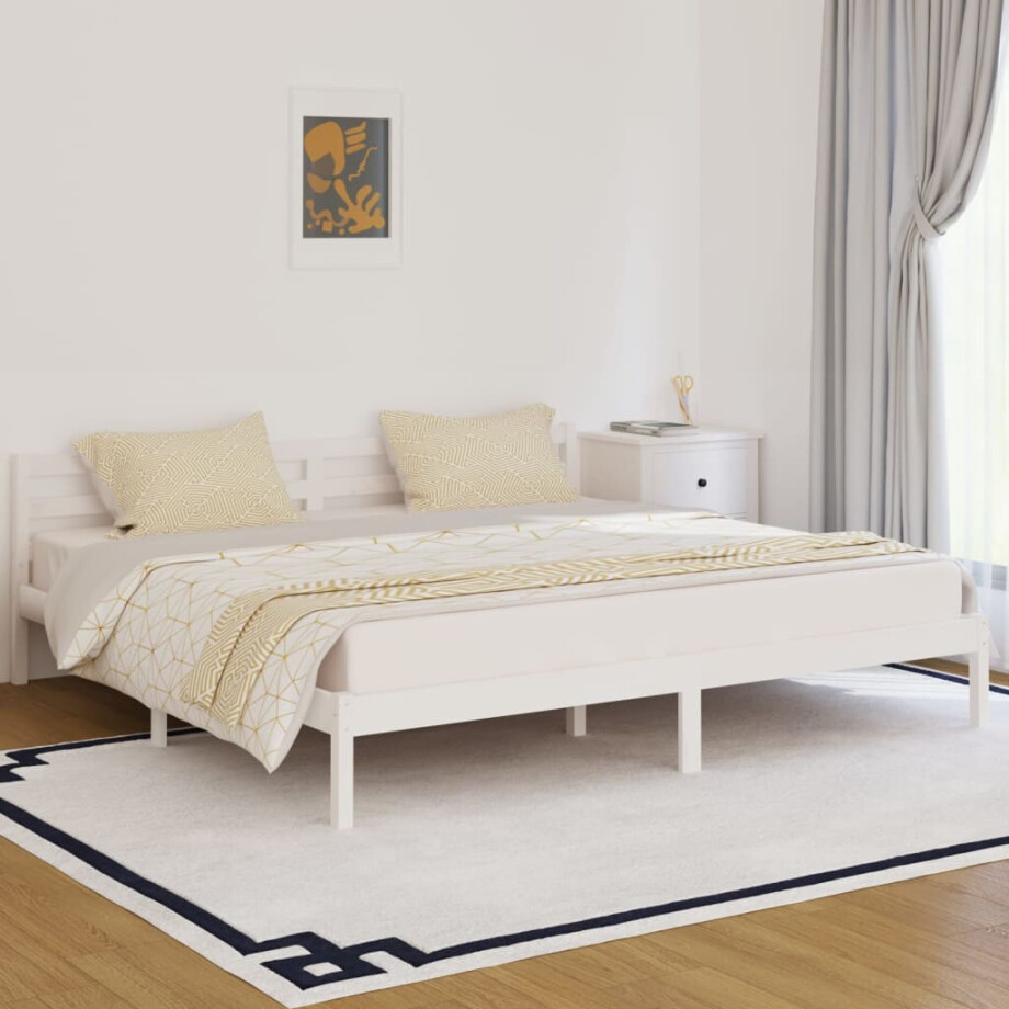 vidaXL Bedframe massief grenenhout wit 200x200 cm vidaXL Bedframe massief grenenhout wit 200x200 cm afbeelding 1