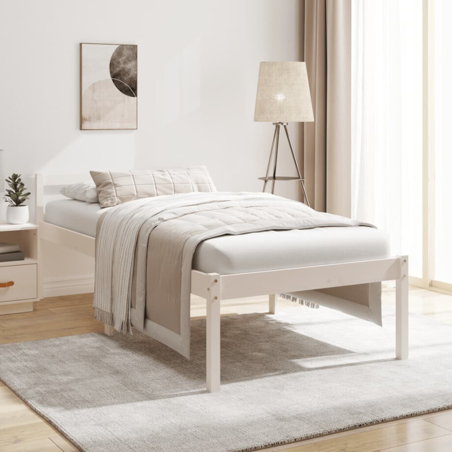 vidaXL Seniorenbed massief grenenhout wit 75x190 cm afbeelding 1