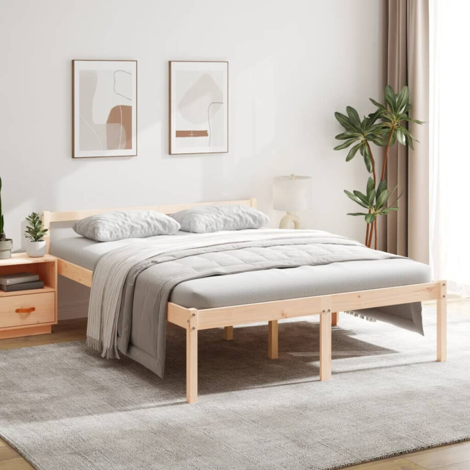 vidaXL Seniorenbed massief grenenhout 160x200 cm afbeelding 1