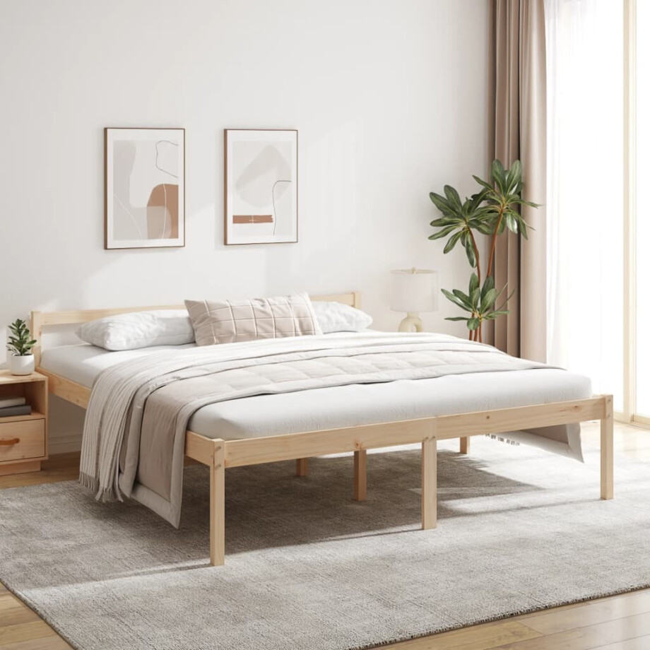 vidaXL Seniorenbed massief grenenhout 180x200 cm afbeelding 1