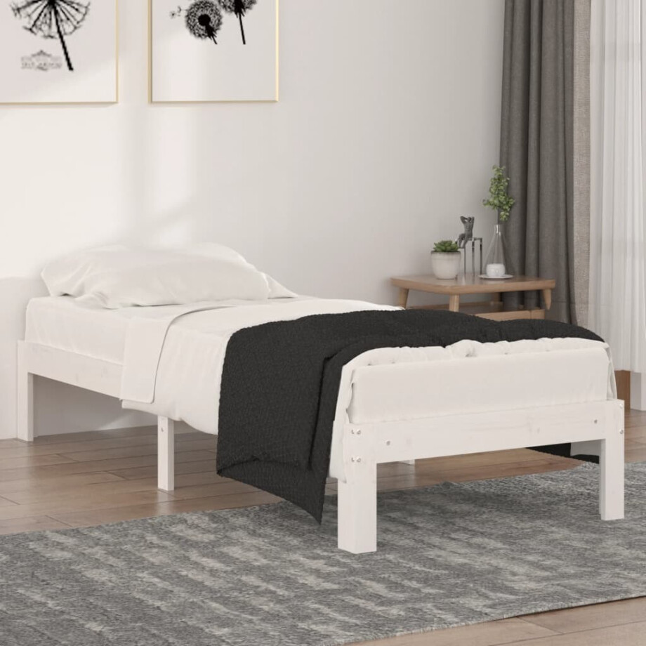 vidaXL Bedframe massief hout wit 75x190 cm vidaXL Bedframe massief hout wit 75x190 cm afbeelding 1