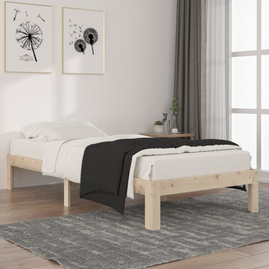 vidaXL Bedframe massief grenenhout 90x200 cm vidaXL Bedframe massief grenenhout 90x200 cm afbeelding 1