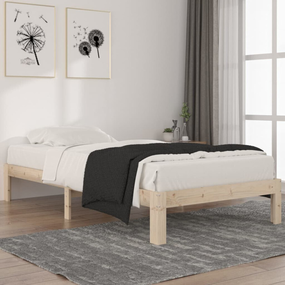 vidaXL Bedframe massief grenenhout 100x200 cm vidaXL Bedframe massief grenenhout 100x200 cm afbeelding 1