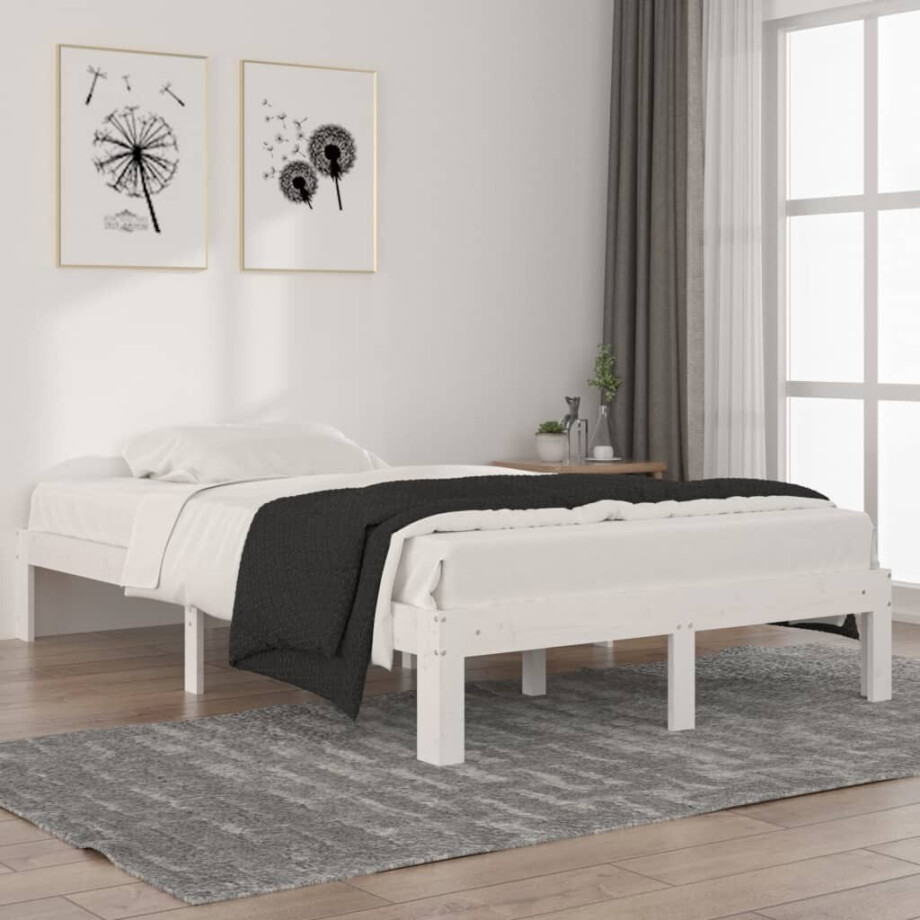 vidaXL Bedframe massief grenenhout wit 120x200 cm vidaXL Bedframe massief grenenhout wit 120x200 cm afbeelding 1
