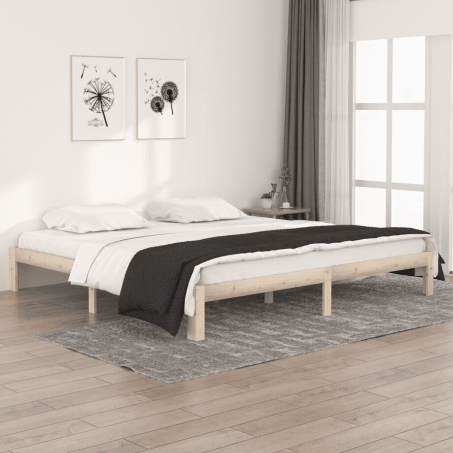 vidaXL Bedframe massief grenenhout 200x200 cm vidaXL Bedframe massief grenenhout 200x200 cm afbeelding 1