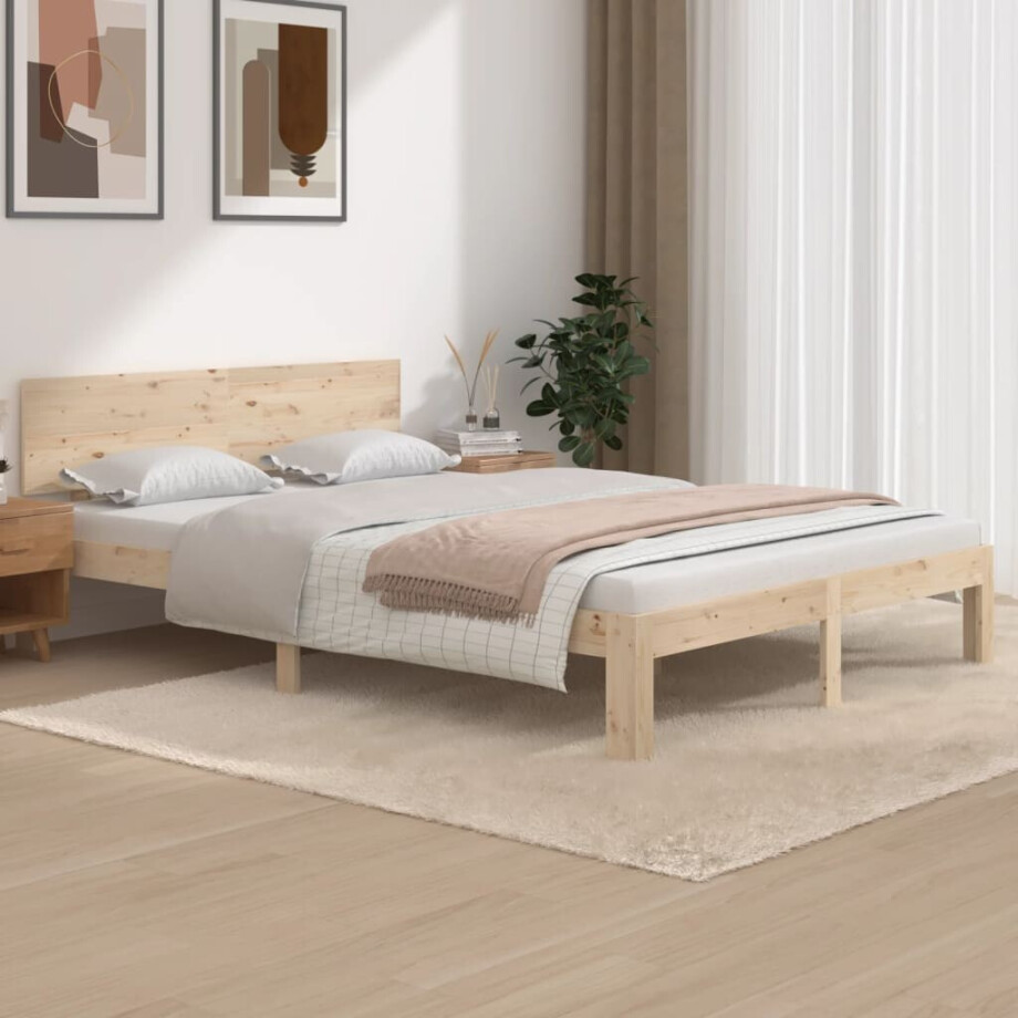 vidaXL Bedframe massief grenenhout 140x200 cm afbeelding 1
