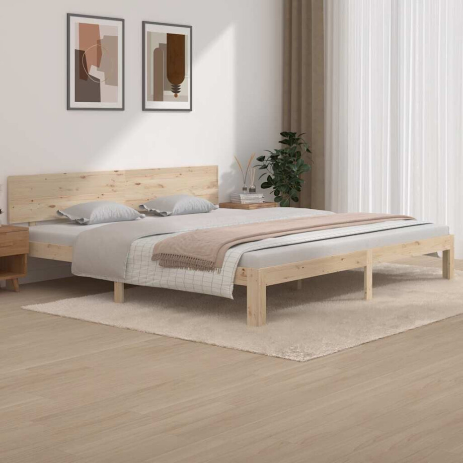 vidaXL Bedframe massief grenenhout 200x200 cm vidaXL Bedframe massief grenenhout 200x200 cm afbeelding 1