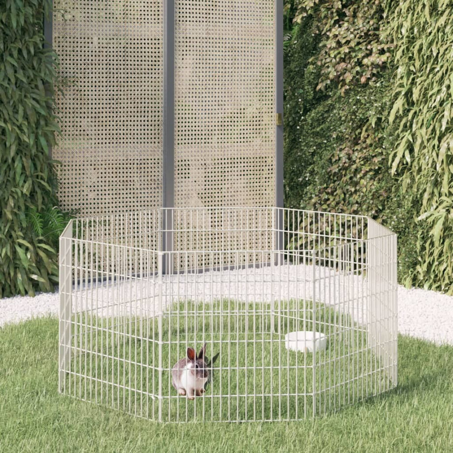 vidaXL Dierenverblijf 8 panelen 54x60 cm gegalvaniseerd ijzer afbeelding 1