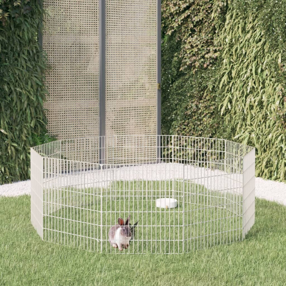 vidaXL Dierenverblijf 10 panelen 54x60 cm gegalvaniseerd ijzer afbeelding 1