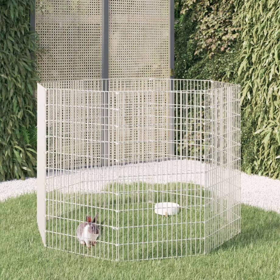vidaXL Vrije uitloop dierenverblijf 8 panelen 54x100 cm gegalvaniseerd ijzer afbeelding 1