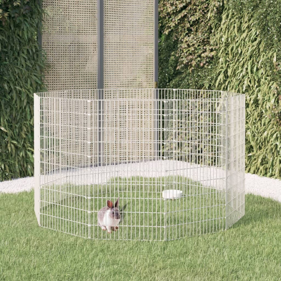 vidaXL Dierenverblijf 10 panelen 54x100 cm gegalvaniseerd ijzer afbeelding 1
