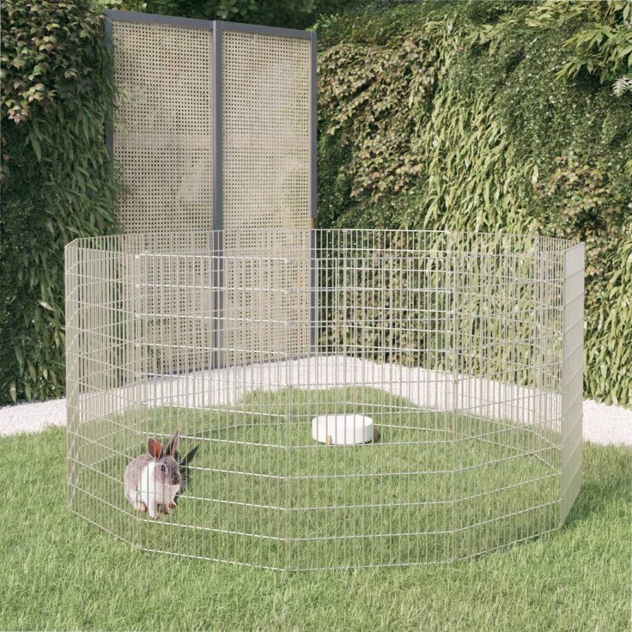 vidaXL Vrije uitloopverblijf voor dieren 12 panelen 54x100 cm gegalvaniseerd ijzer afbeelding 1