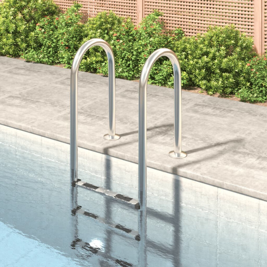 vidaXL Zwembadladder 54x38x158 cm 304 roestvrijstaal afbeelding 1