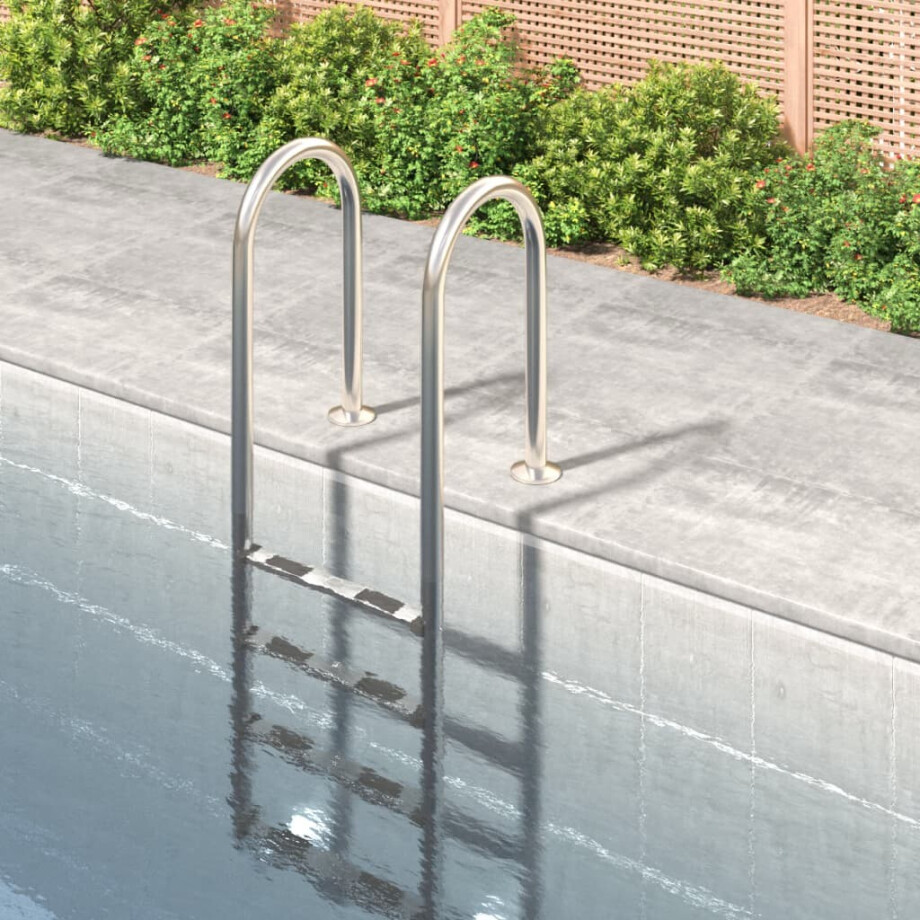 vidaXL Zwembadladder 54x38x184,5 cm 304 roestvrij staal afbeelding 1