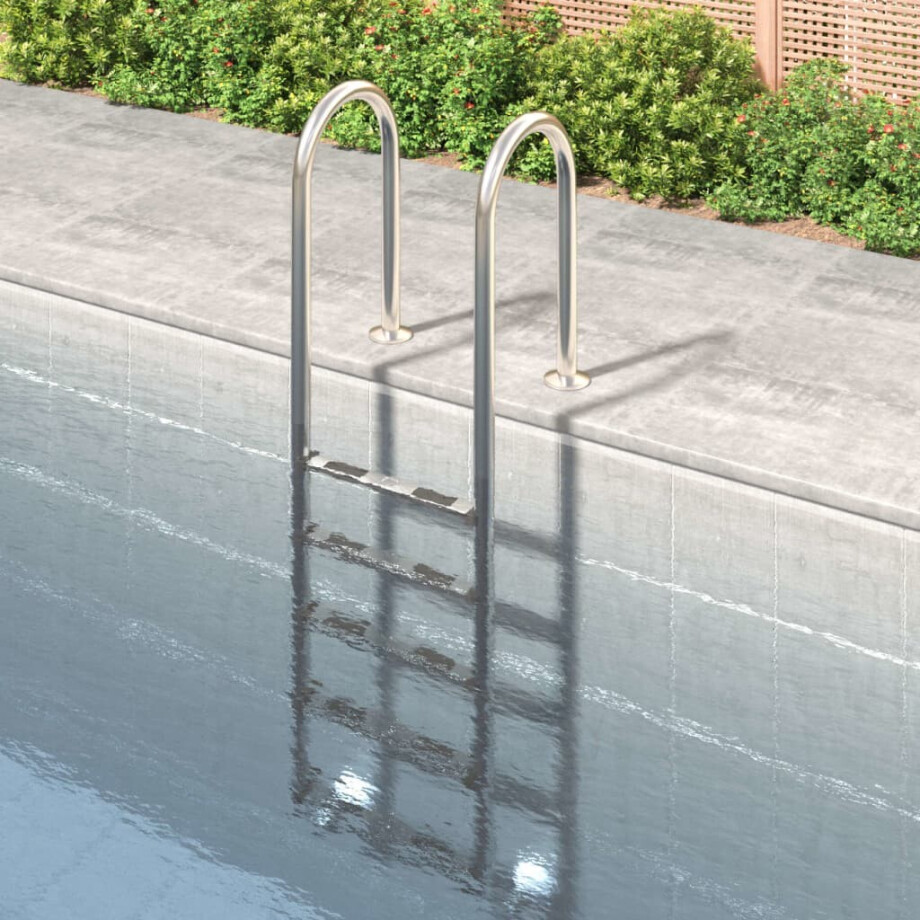 vidaXL Zwembadladder 54x38x211 cm 304 roestvrij staal afbeelding 1