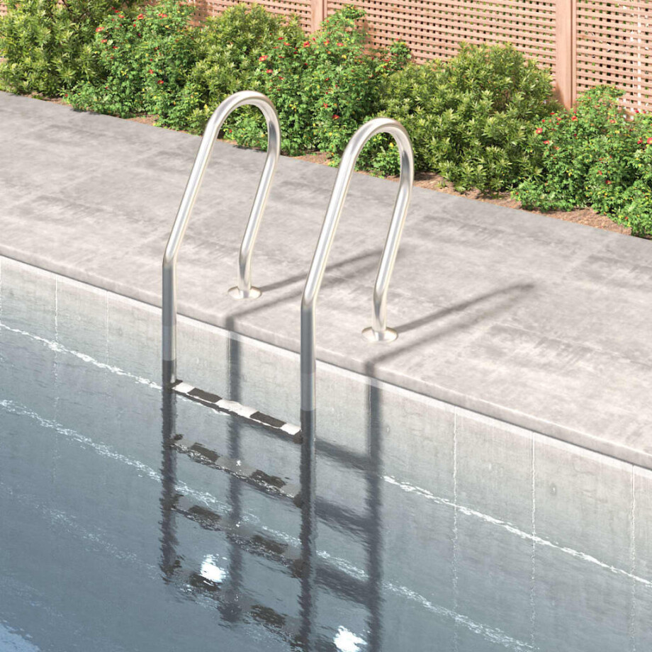 vidaXL Zwembadladder 54x38x184,5 cm 304 roestvrij staal afbeelding 1