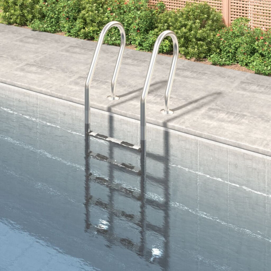 vidaXL Zwembadladder 54x38x211 cm 304 roestvrij staal afbeelding 1