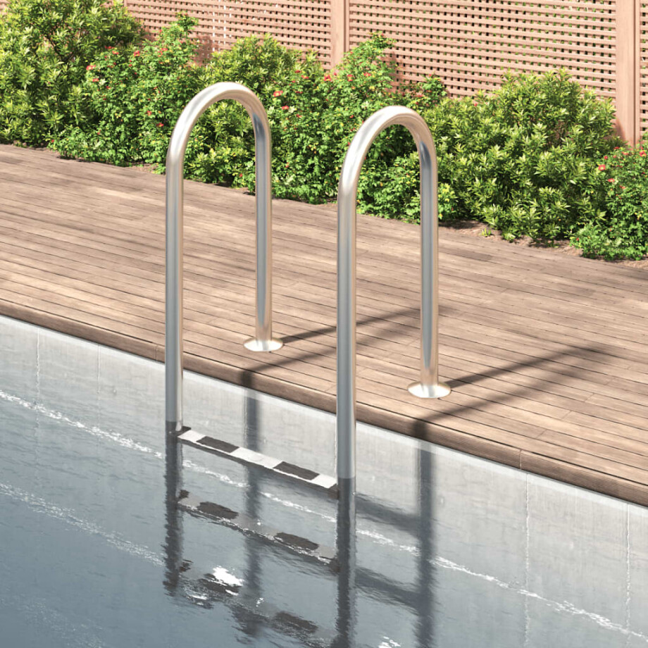 vidaXL Zwembadladder 54x38x158 cm 304 roestvrijstaal afbeelding 1