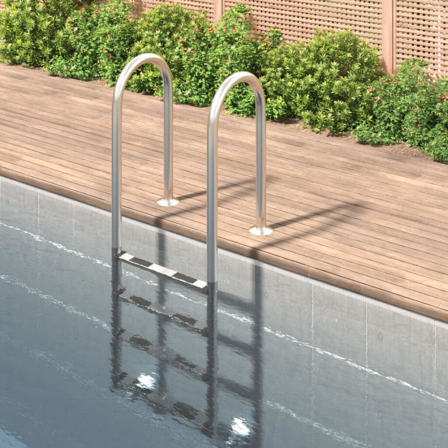 vidaXL Zwembadladder 54x38x184,5 cm 304 roestvrij staal afbeelding 1