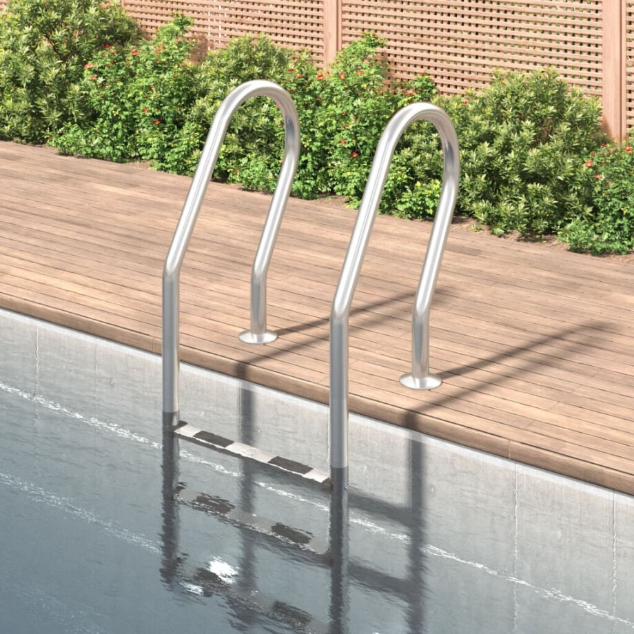vidaXL Zwembadladder 54x38x158 cm 304 roestvrijstaal afbeelding 1