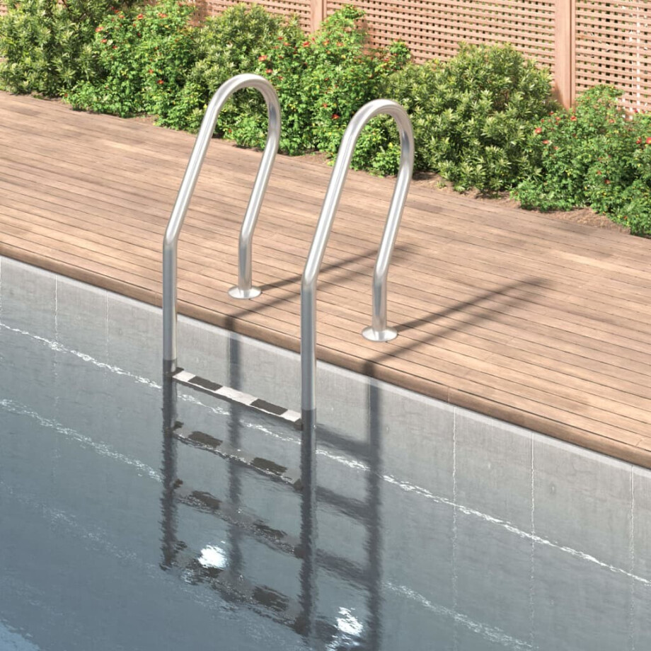 vidaXL Zwembadladder 54x38x184,5 cm 304 roestvrij staal afbeelding 1
