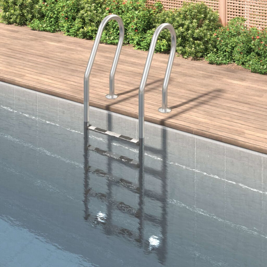 vidaXL Zwembadladder 54x38x211 cm 304 roestvrij staal afbeelding 1