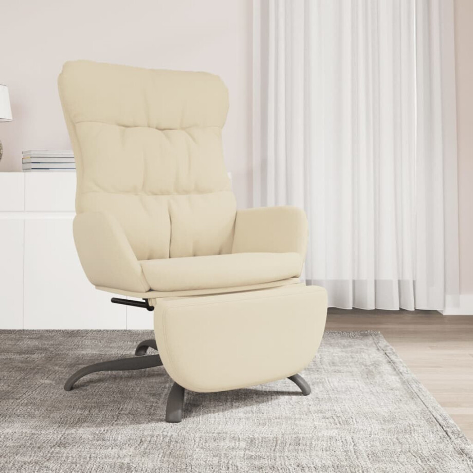 vidaXL Relaxstoel met voetensteun stof crèmekleurig afbeelding 1