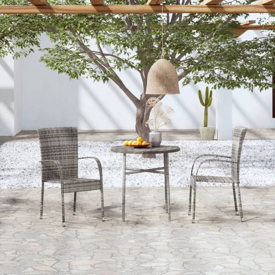 vidaXL 3-delige Tuinset poly rattan grijs vidaXL 3-delige Tuinset poly rattan grijs afbeelding 1