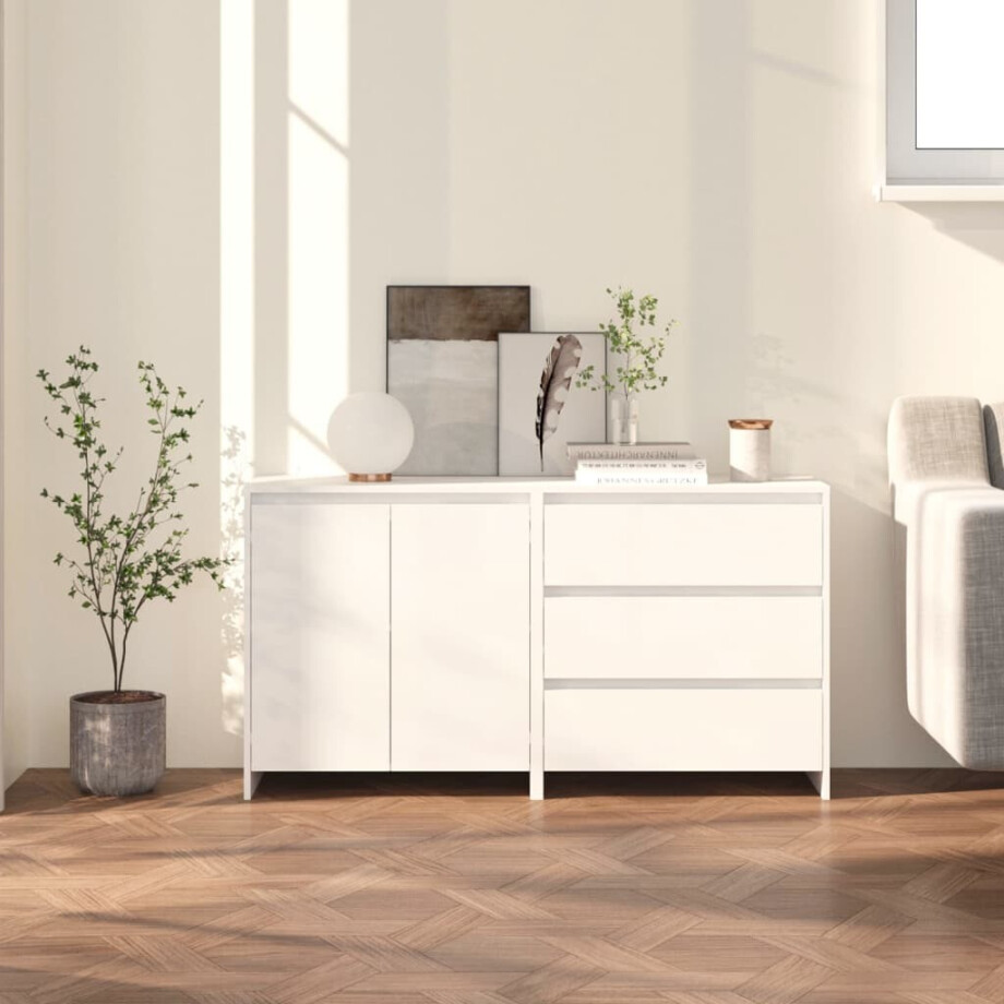 vidaXL 2 st Dressoirs bewerkt hout wit afbeelding 1