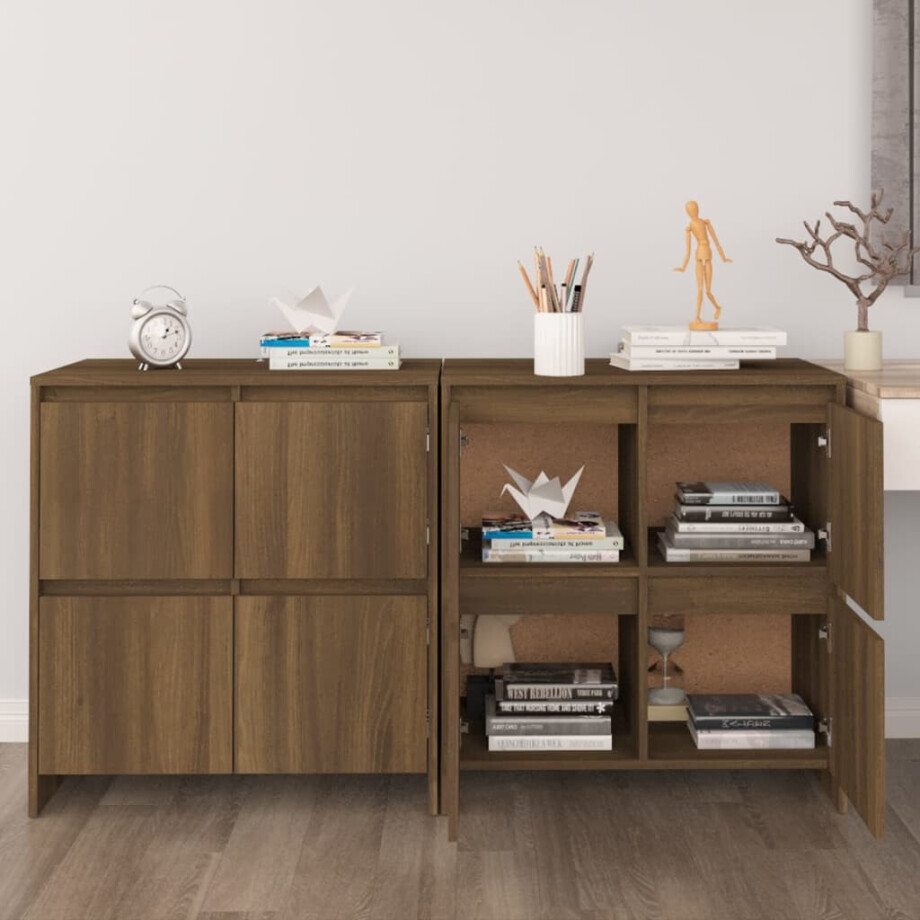 vidaXL Dressoirs 2 st 70x41x75 cm bewerkt hout bruin eikenkleur afbeelding 1