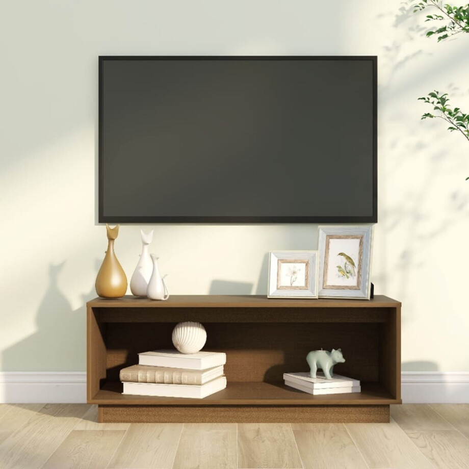 vidaXL Tv-meubel 90x35x35 cm massief grenenhout honingbruin vidaXL Tv-meubel 90x35x35 cm massief grenenhout honingbruin afbeelding 1