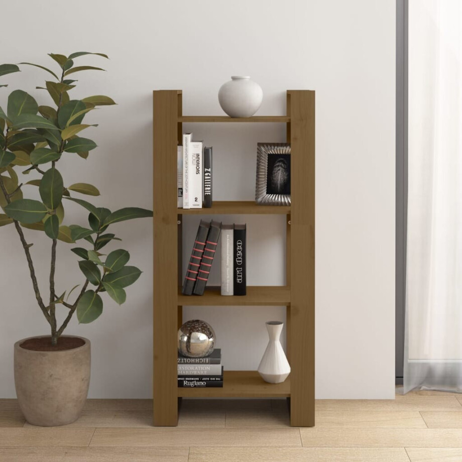 vidaXL Boekenkast/kamerscherm 60x35x125 cm massief hout honingbruin afbeelding 1