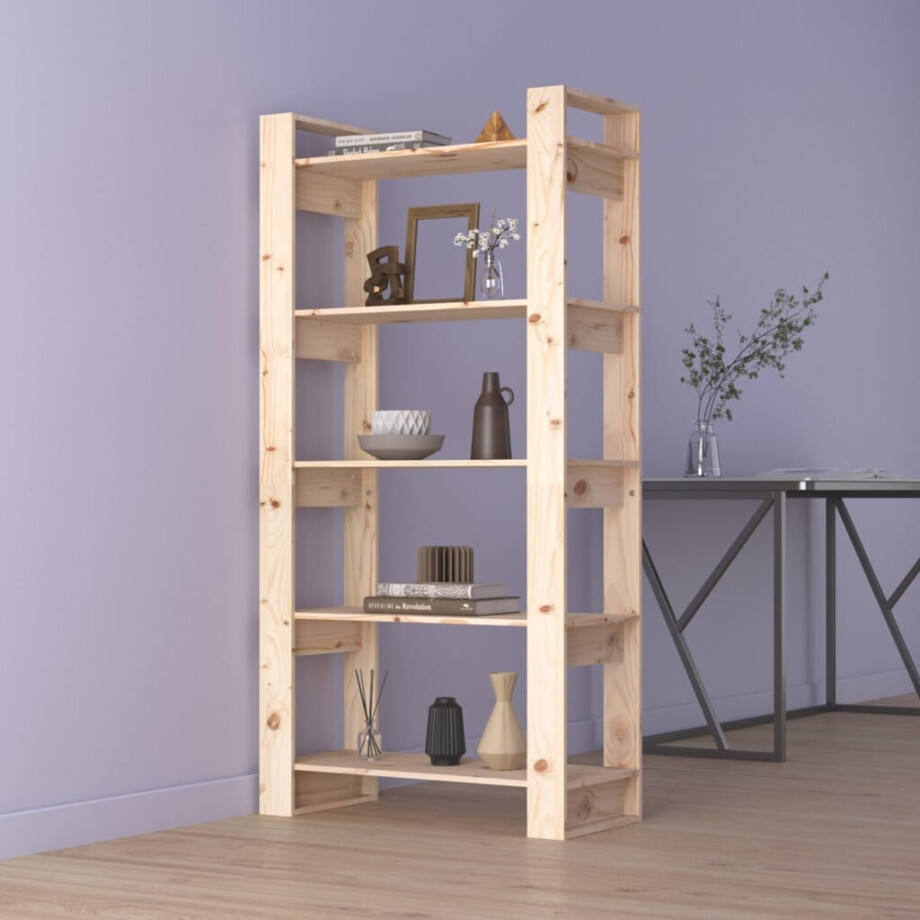 vidaXL Boekenkast/kamerverdeler 80x35x160 cm massief hout afbeelding 1