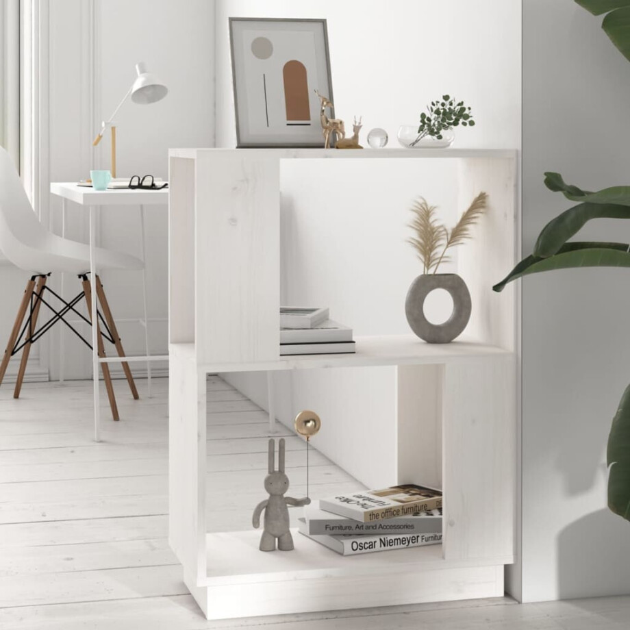 vidaXL Boekenkast/kamerscherm 51x25x70 cm massief grenenhout wit afbeelding 1