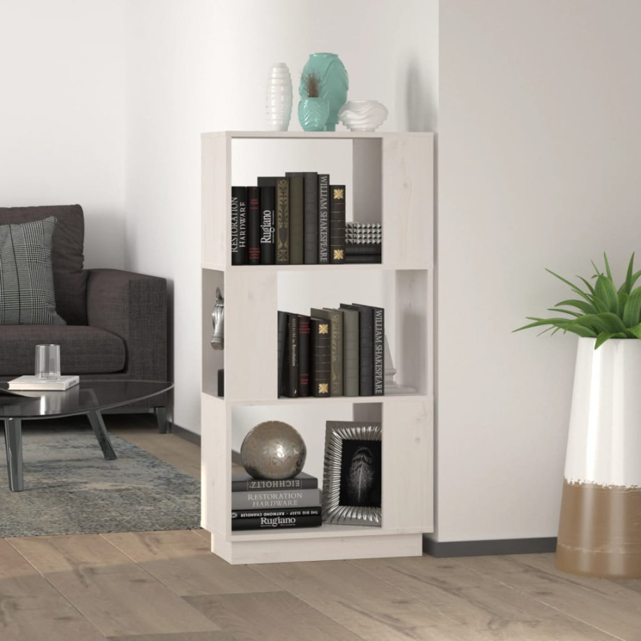 vidaXL Boekenkast/kamerscherm 51x25x101 cm massief grenenhout wit afbeelding 1