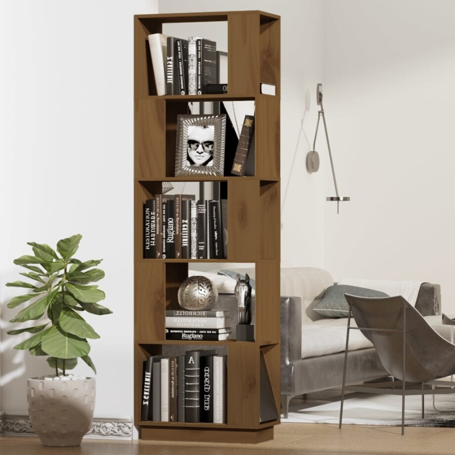 vidaXL Boekenkast/kamerscherm 51x25x163,5 cm massief hout honingbruin vidaXL Boekenkast/kamerscherm 51x25x163,5 cm massief hout honingbruin afbeelding 1