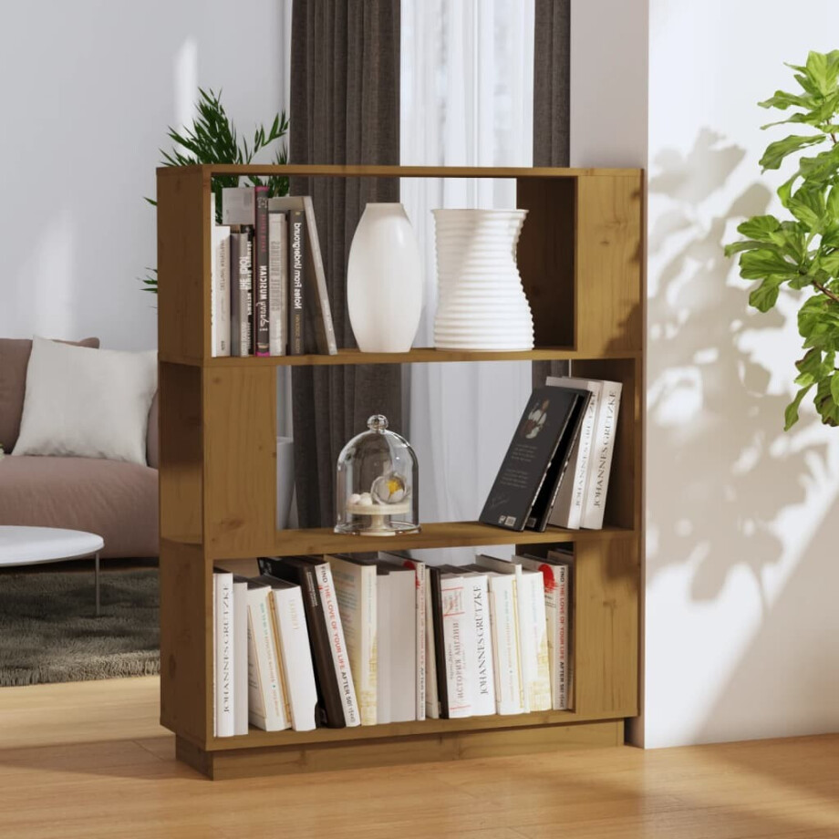 vidaXL Boekenkast/kamerscherm 80x25x101 cm massief hout honingbruin afbeelding 1
