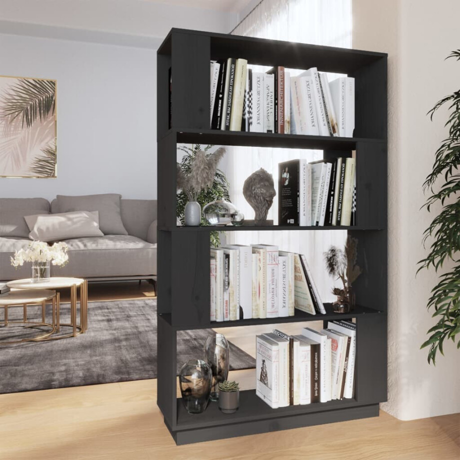 vidaXL Boekenkast/kamerscherm 80x25x132 cm massief grenenhout grijs afbeelding 1