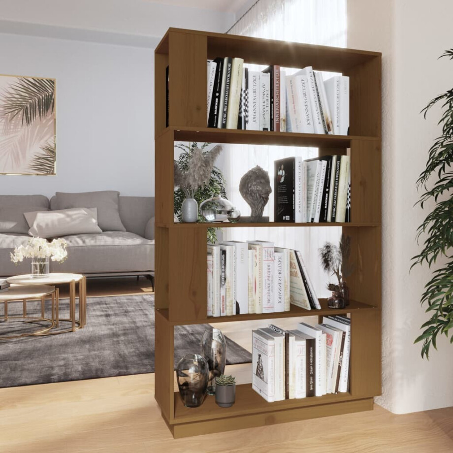 vidaXL Boekenkast/kamerscherm 80x25x132 cm massief hout honingbruin afbeelding 1
