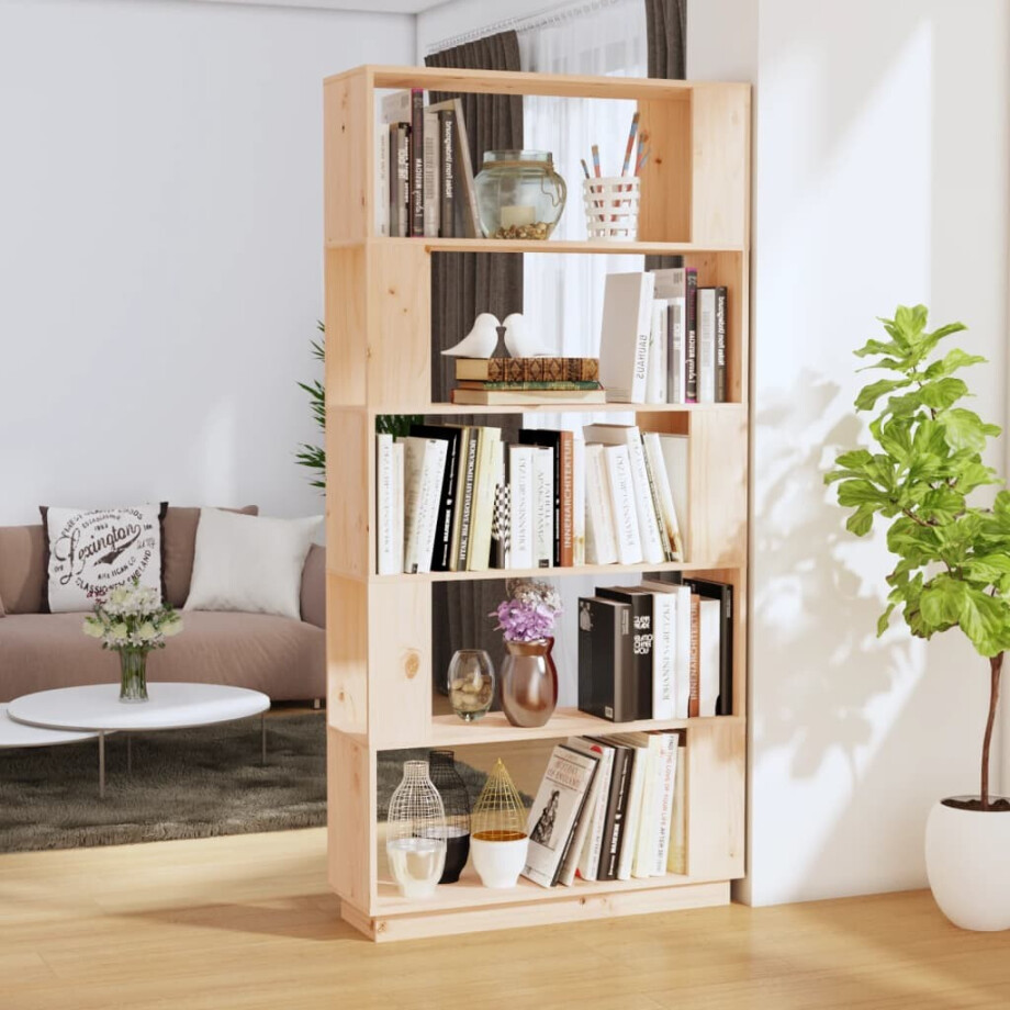vidaXL Boekenkast/kamerscherm 80x25x163,5 cm massief grenenhout afbeelding 1