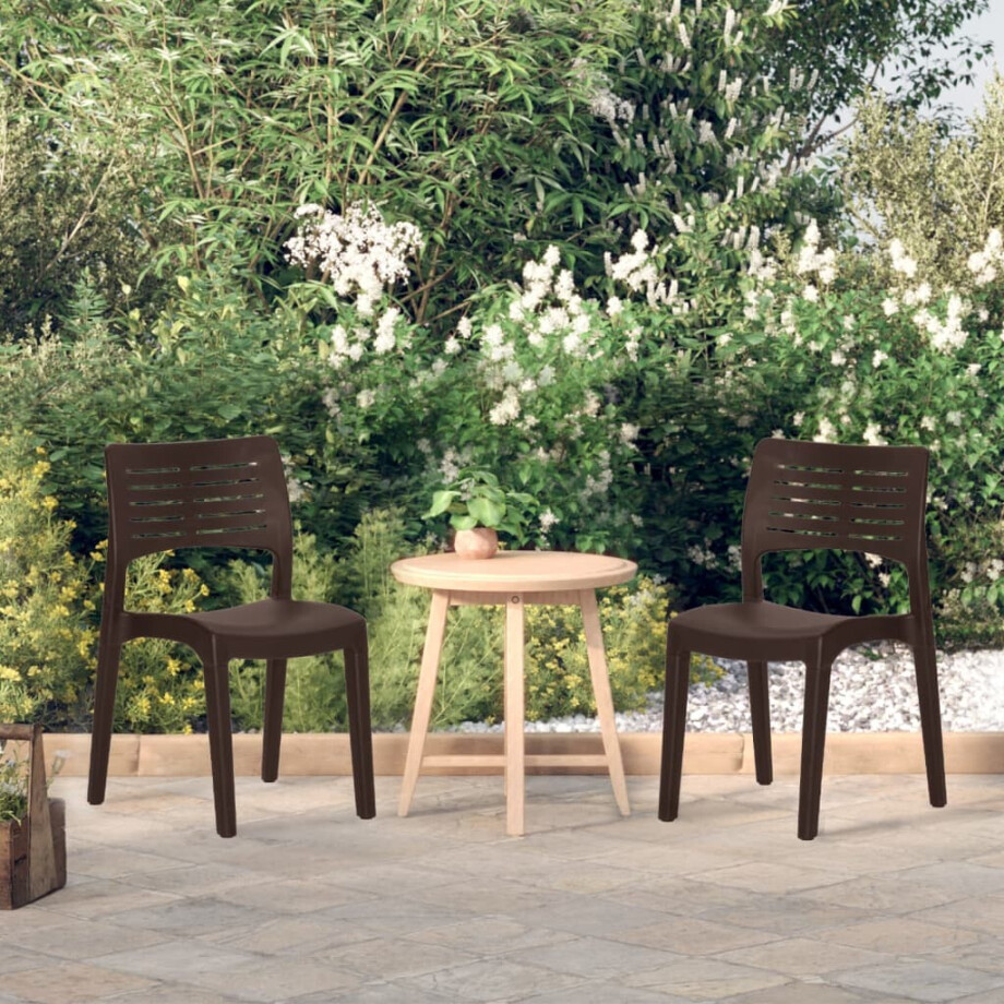 vidaXL Tuinstoelen 2 st polypropeen mokkakleurig vidaXL Tuinstoelen 2 st polypropeen mokkakleurig afbeelding 1