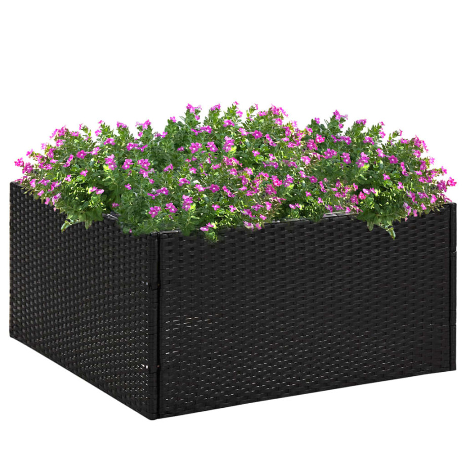 vidaXL Plantenbak 80x80x40 cm poly rattan zwart afbeelding 1