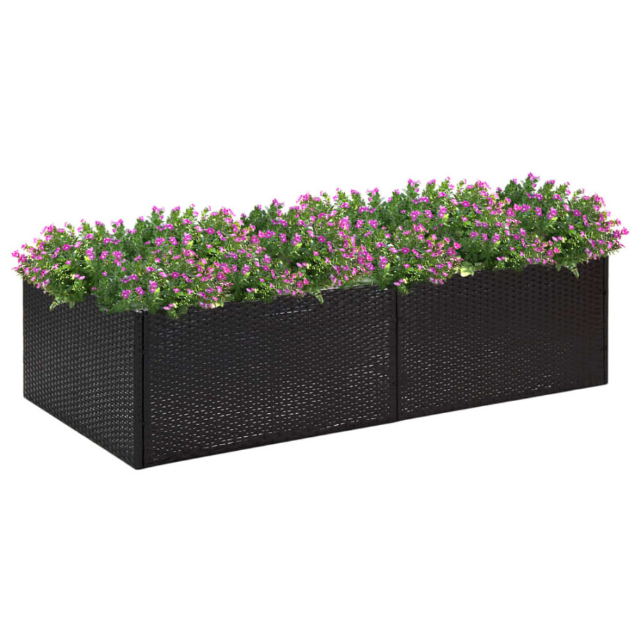 vidaXL Plantenbak 157x80x40 cm poly rattan zwart afbeelding 1