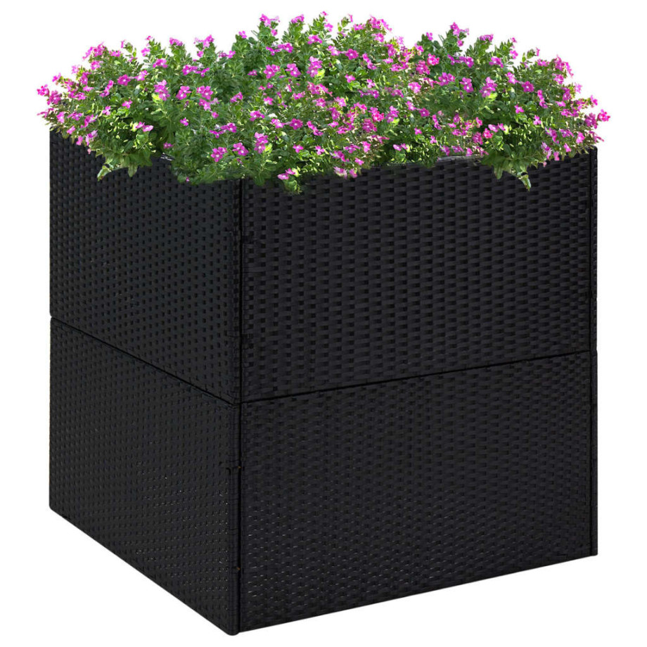 vidaXL Plantenbak 80x80x80 cm poly rattan zwart afbeelding 1