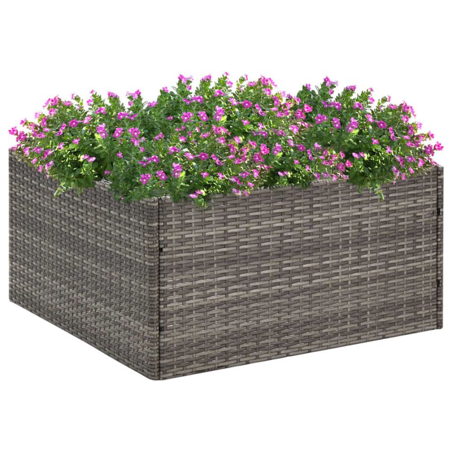 vidaXL Plantenbak 80x80x40 cm poly rattan grijs afbeelding 1